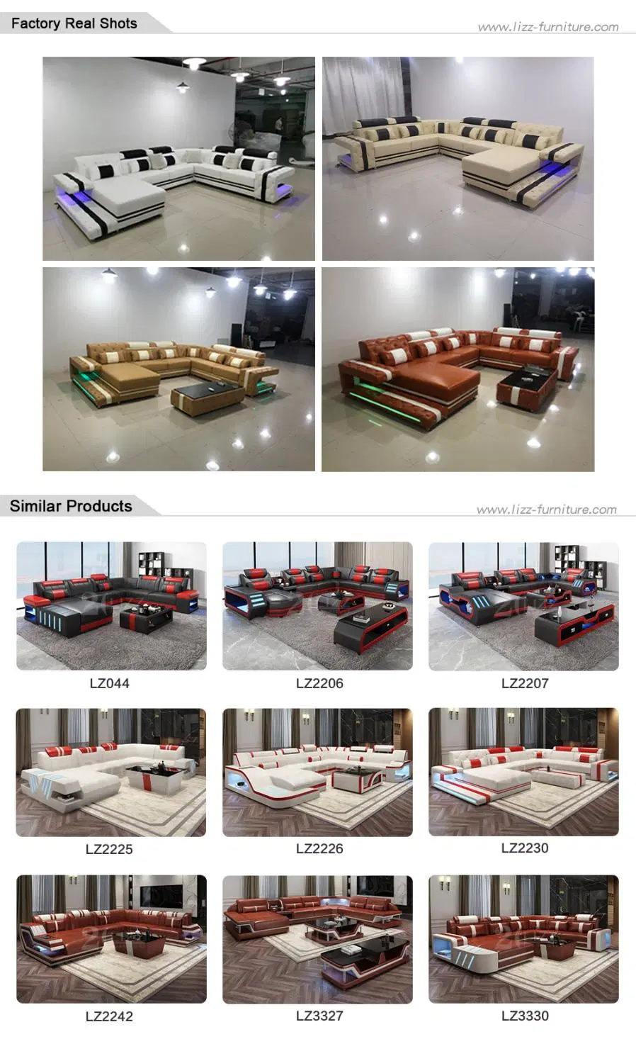 2022 New Arrivals European Living Room U Shape Furniture Set Leisure Functional Genuine Leather Home Sofa