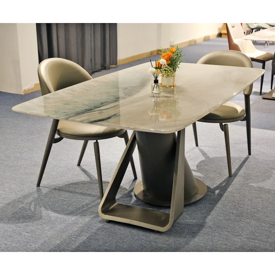 Modern Household Stainless Steel Base Marble/Rock Slab Dining Table