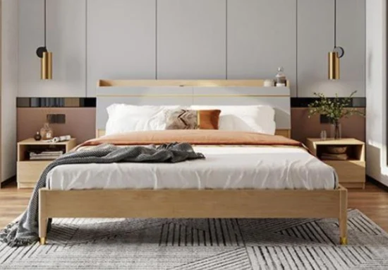 中国卸売高級 OEM ODM デザインの家の寝室の木製家具キング サイズ ダブル ベッド