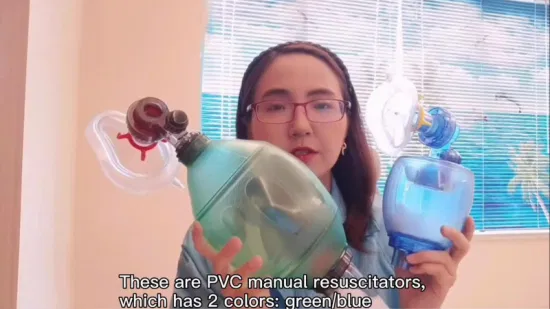 PVC 手動蘇生器 PVC アンビューバッグ工場 PVC 手動蘇生器 大人用 小児用 子供 幼児サイズ グリーン CE、FDA付き