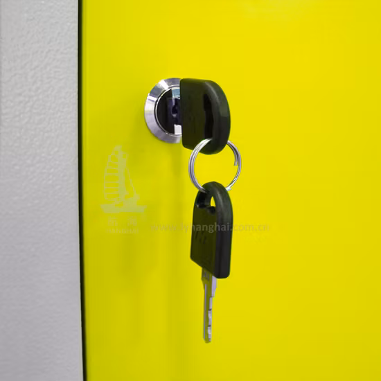黄色のダブルワードローブジム従業員制服収納キャビネット金属鋼スタッフロッカー